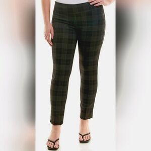 Zac & Rachel Women's Business/Office Pull On Figure Defining Pants MicroPlaid 1X